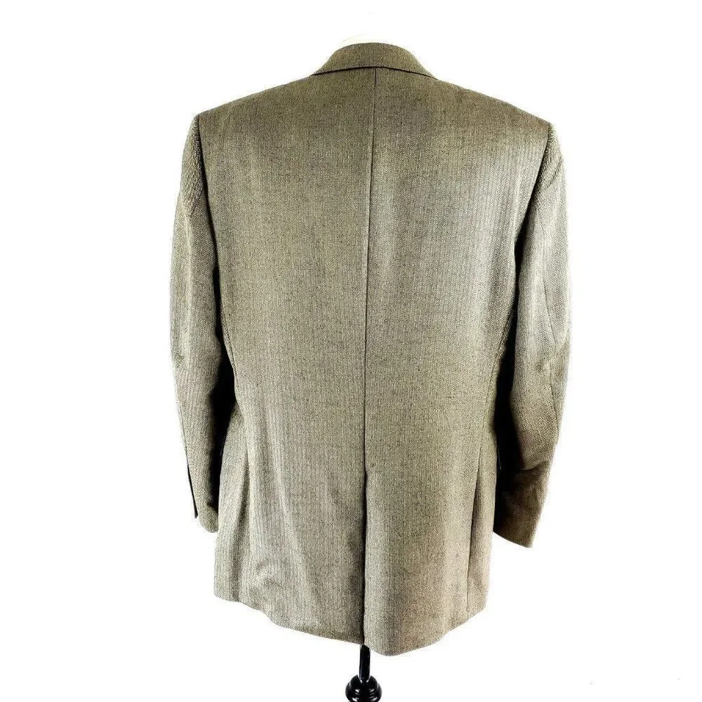 Jos A Bank Signature Camel Hair Silk 2‎ Button Sport Coat 44L Tan Herringbone